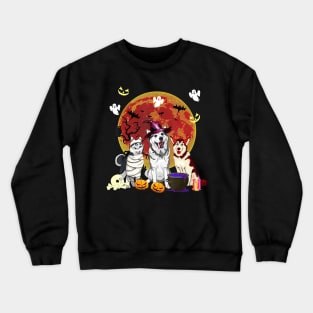 Cute Husky Witch Pumpkin Halloween Dog Lover Crewneck Sweatshirt